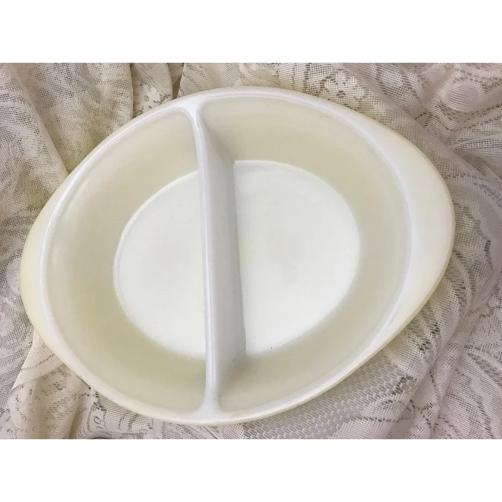Vintage Glasbake, Yellow Wheat Design, Divided Casserole Dish,‎ Mid Century, USA